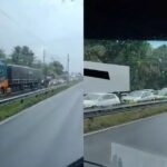 Carreta tomba na BR-324 e causa congestionamento sob chuva sentido Amélia Rodrigues
